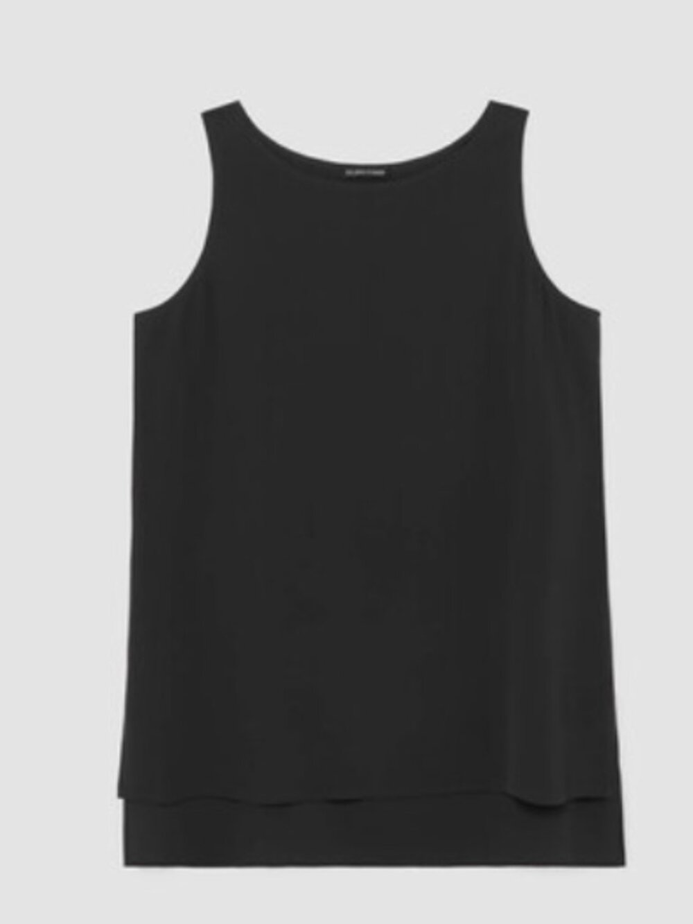 Eileen Fisher Silk Georgette Bateau Neck Long Tank Size XXL Black NWT $218 - Picture 4 of 10